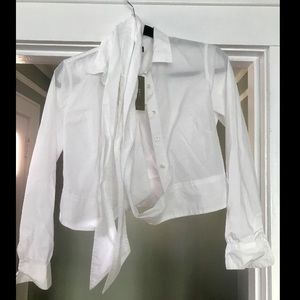 Wrap crop button down top